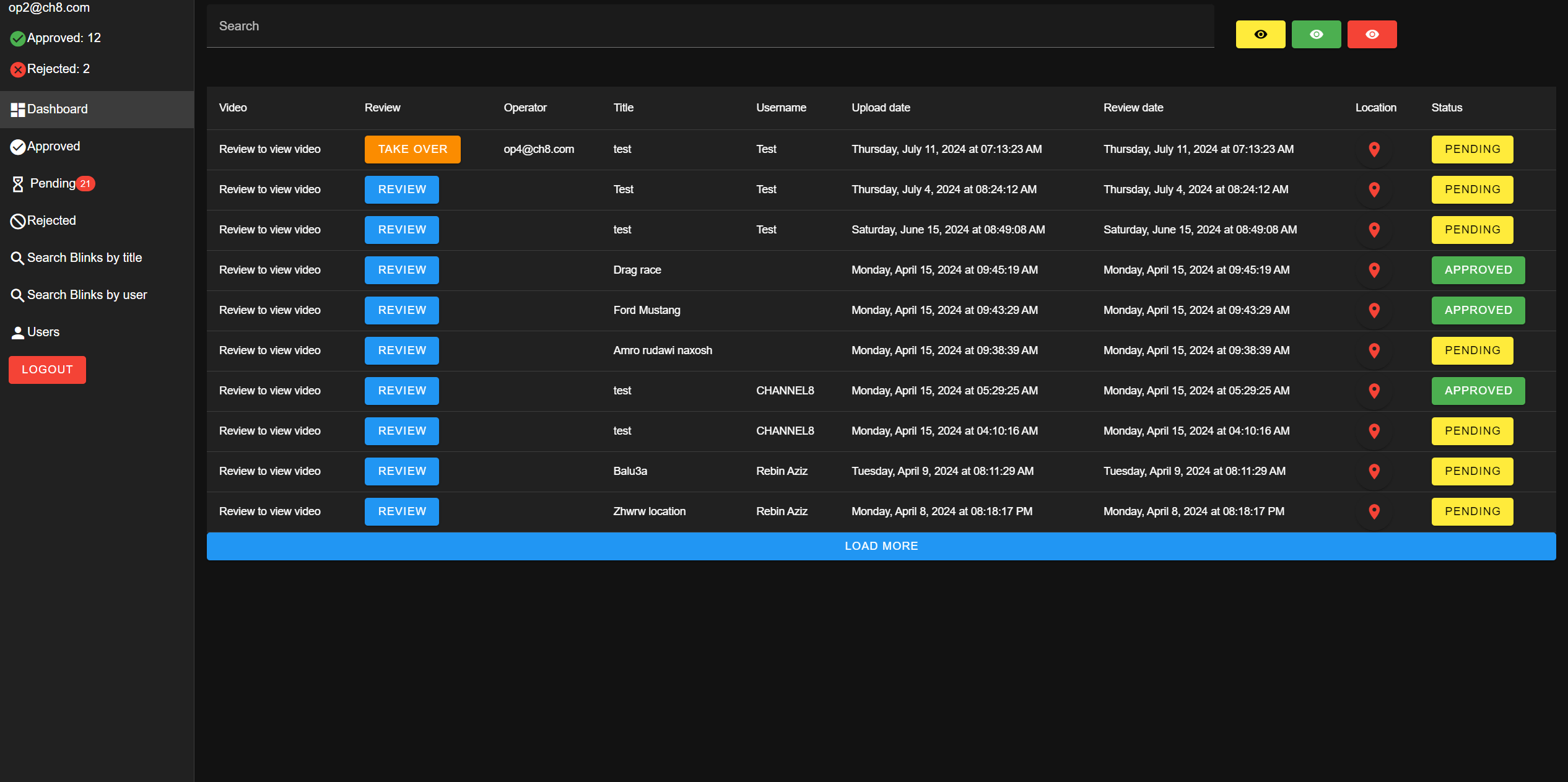Pending Videos